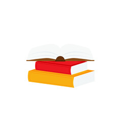 stack of books on a white background Literature, realistic drawings, organizers, planners, notebooks, textbooks,open book,back to school.vector illustration