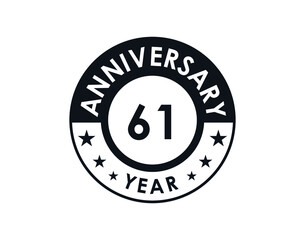 61 years anniversary badge vector design