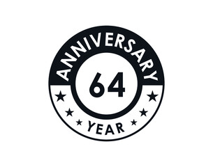 64 years anniversary badge vector design