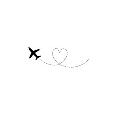 travel by planeplane flying,airplane flight path,travel dash, route finder by GPS, airplane routes,flight path of love,Valentine's Day.vector illustration