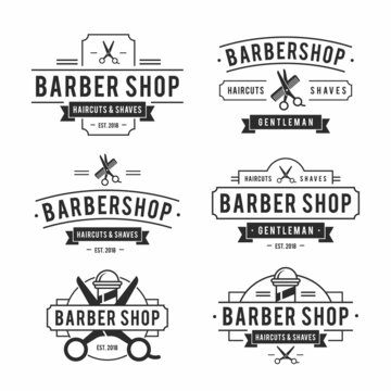 Barbershop vintage logo collection