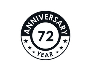 72 years anniversary badge vector design