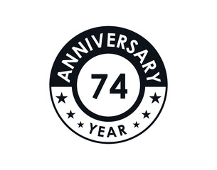 74 years anniversary badge vector design