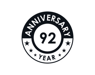 92 years anniversary badge vector design