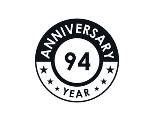 94 years anniversary badge vector design