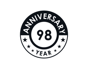 98 years anniversary badge vector design