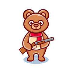 cute bear cartoon animal holding a shotgun