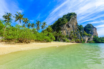 Tonsai beach  - about 5 minutes walk from Railay Beach - at Ao Nang - paradise coast scenery in Krabi province, Thailand - Tropical travel destination