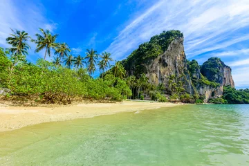 Vitrage gordijnen Railay Beach, Krabi, Thailand Tonsai-strand - ongeveer 5 minuten lopen van Railay Beach - bij Ao Nang - paradijselijk kustlandschap in de provincie Krabi, Thailand - Tropische reisbestemming