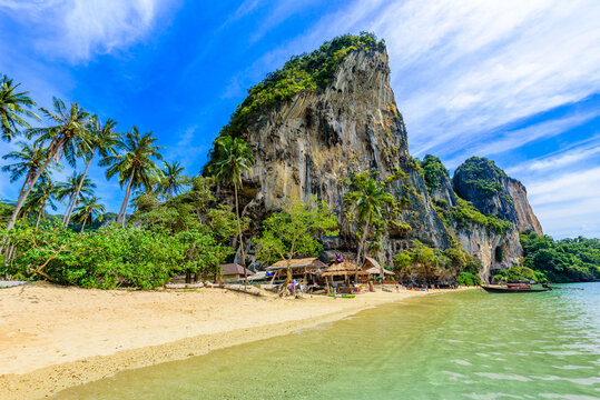 Tonsai beach  - about 5 minutes walk from Railay Beach - at Ao Nang - paradise coast scenery in Krabi province, Thailand - Tropical travel destination