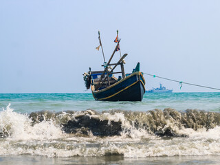 Photo of Industrial fishing boat. Fishing boat in the sea. The fishing industry in Bangladesh. Bangladeshi traditional fishing boat on St. Martin's Island. © NadimMahmudHimu