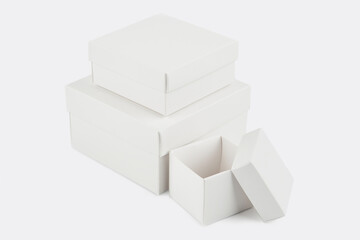 blank packaging white cardboard box for product design mockup isolated on white background with clipping white box container. template blank package.