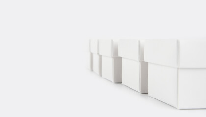 blank packaging white cardboard box for product design mockup isolated on white background with clipping white box container. template blank package.