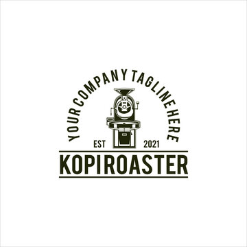 label coffee roaster, machine, electric, badge vector illustration. for restaurant, coffee shop.