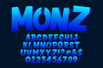 Blue cartoon alphabet design