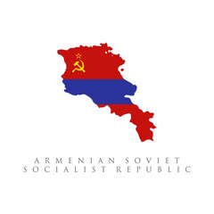 Armenian soviet socialist republic flag map. isolated on white background