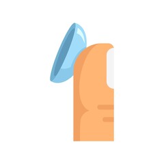 Eye lens on finger icon flat isolated vector