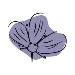 Flower with abstract shapes hand drawn illustration. Line art. Isolated on white background.