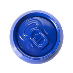 Metal can of drink on white background