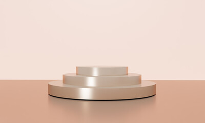 Scene with elegant shiny podium for mock up presentation in minimalism style with copy space, 3d render abstract background