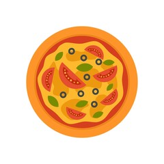 Fototapeta premium Fresh tomato pizza icon flat isolated vector
