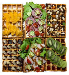 Appetizing snacks made from vegetables, fruits, meat and nuts - 448245521