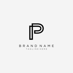 Initial letter P and P, PP, overlapping interlock logo, monogram line art style.