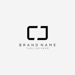 Initial letter CJ logo, monogram line art style design template.