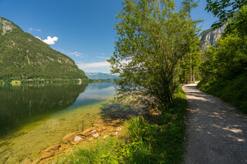 Fototapeta premium Rad Wanderweg am Hallstätter See