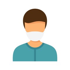Man mask protect icon flat isolated vector