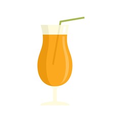 Orange juice glass icon flat isolated vector