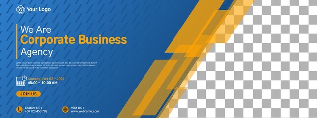 Website banner template design for Business webinar, marketing webinar, online class program, conference event, etc.