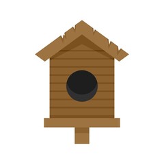 Obraz na płótnie Canvas Old bird house icon flat isolated vector