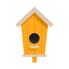 Cute bird house icon flat isolated vector
