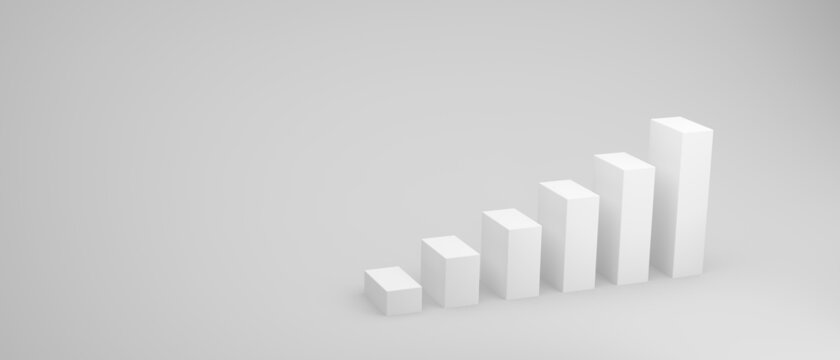 3D render illustration of bar graph