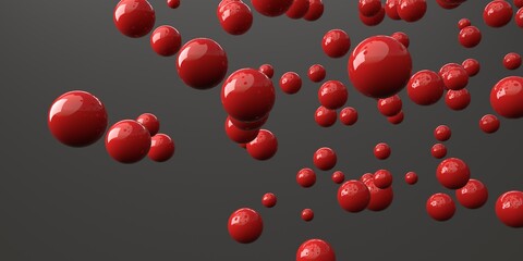 3D render of flying scattered spheres