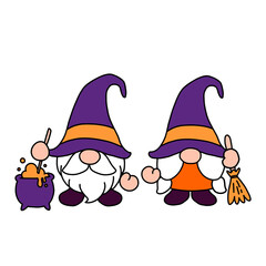 Gnomes Halloween Clipart, Wizard Witch Gnomes