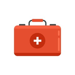 Camping first aid kit icon flat isolated vector