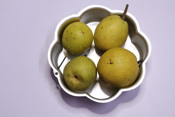 Eco Organic Ripe Pear Fruit Isolated on White Background

