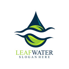 Obraz premium logo of a water drop and leaves