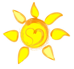 sun with heart background - 3d rendering