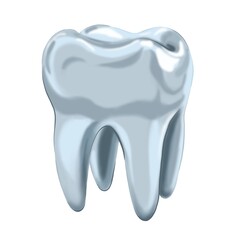 Drawing a tooth on a white background in a realistic style