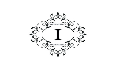 Exquisite monogram for invitation cards with the letter I. Graphic design of the page, boutique, cafe, hotel, business.