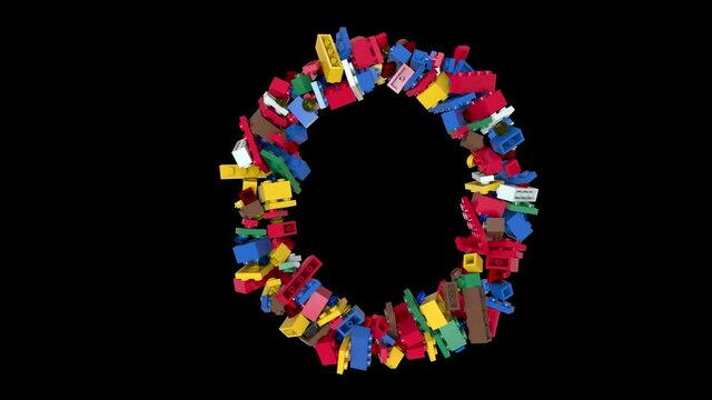 Shuffled Colored Bricks Building Blocks Typeface Text 
with alpha O