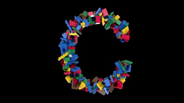 Shuffled Colored Bricks Building Blocks Typeface Text 
with alpha C