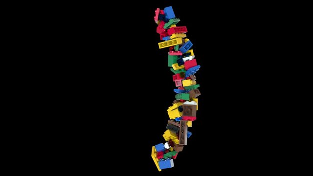 Shuffled Colored Bricks Building Blocks Typeface Text 
with alpha bracket