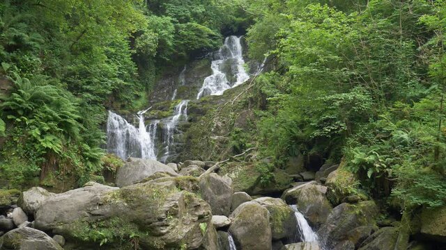 Torc Waterfall In Killarney National Park, Ireland - wide, static shot