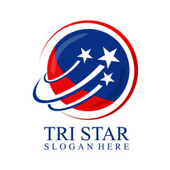logo of three stars flying over the American