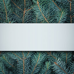 Creative layout of spruce branches with a copy space. Christmas background. Flat lay.