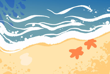 sea 海　beach 浜辺